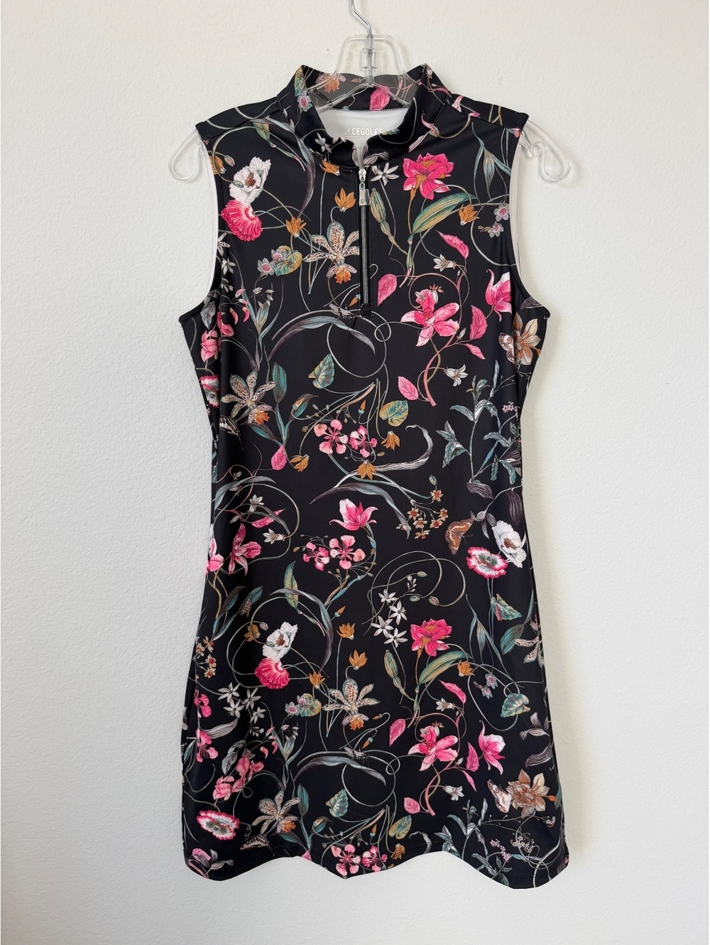 Acegolfs NWT Sleeveless 1/4 Zip Floral Stretch Golf UPF 50+ Dress Women's Size S